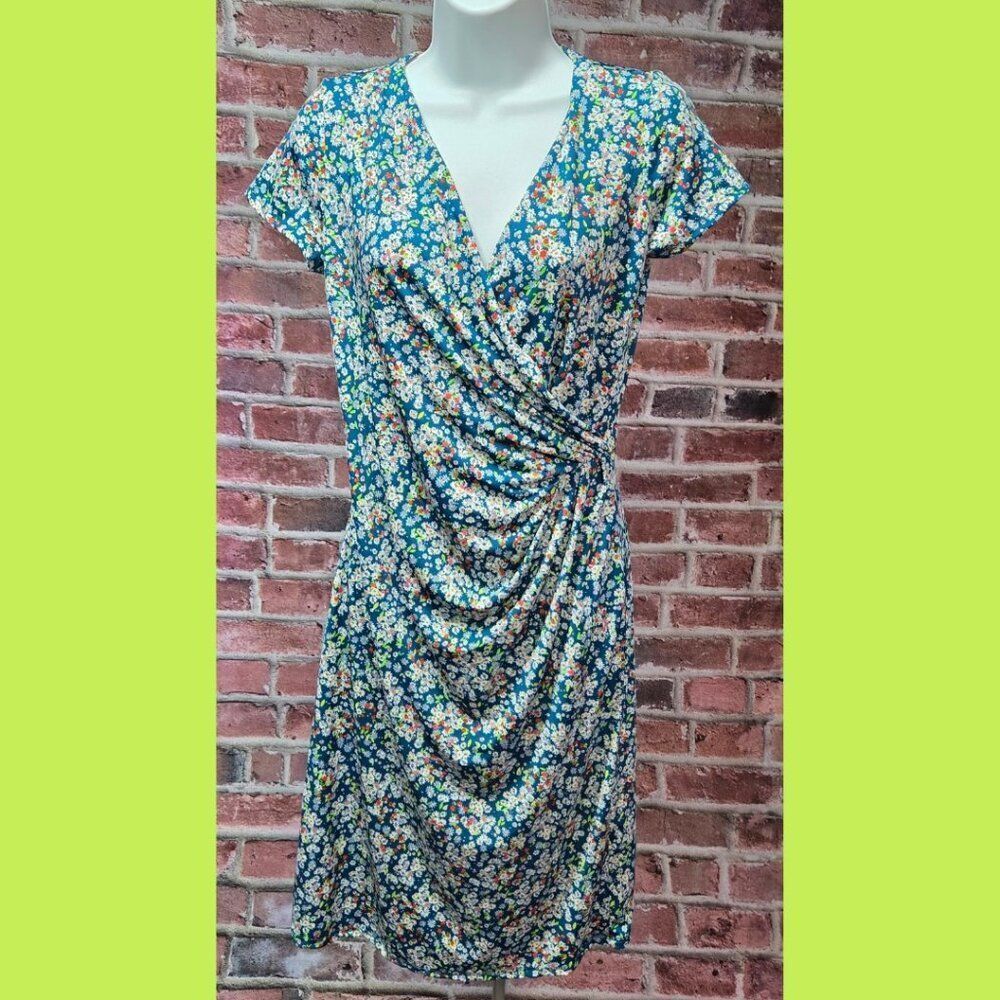 24seven Comfort Apparel Faux Wrap Floral Dress –‎ Women’s Size Small – NEW